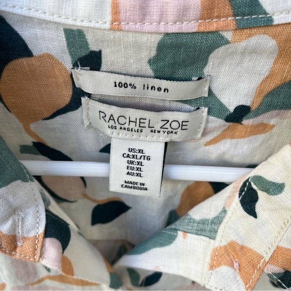 Rachel Zoe 100% Linen Floral Full Button Down Shirt Dress in Sz XL - Picture 3 of 11